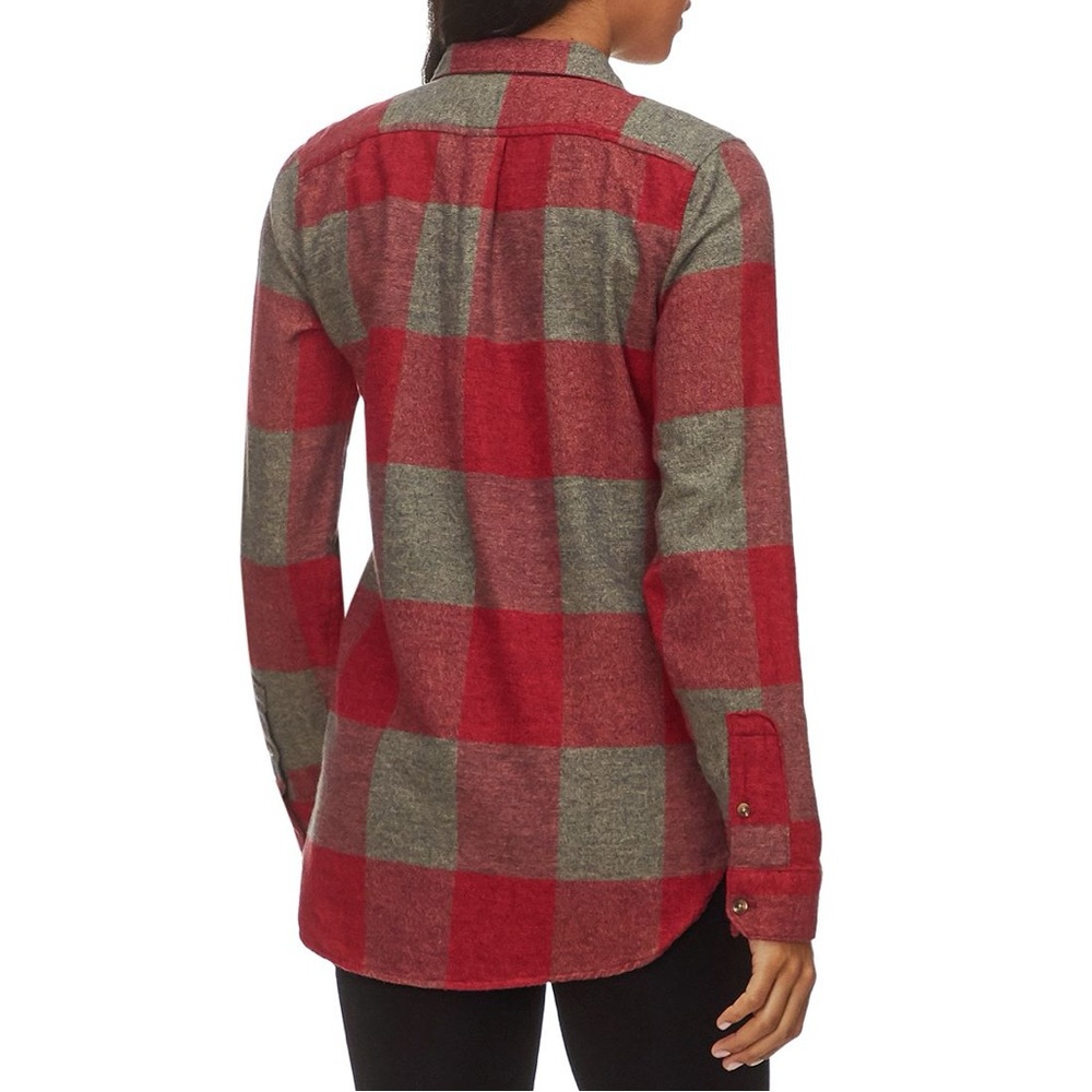 Woolrich Women’s Red Gray Plaid Organic Cotton Button Up Flannel Shirt Large